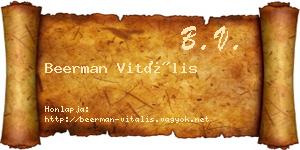 Beerman Vitális névjegykártya